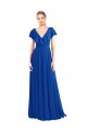 Blu Reale Linea A Scollatura a V Chiffona Lunga Abiti da damigella donore AllIngrosso