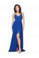 Blu Reale Linea A Scollatura a V Chiffona Lunga Abiti da damigella donore AllIngrosso