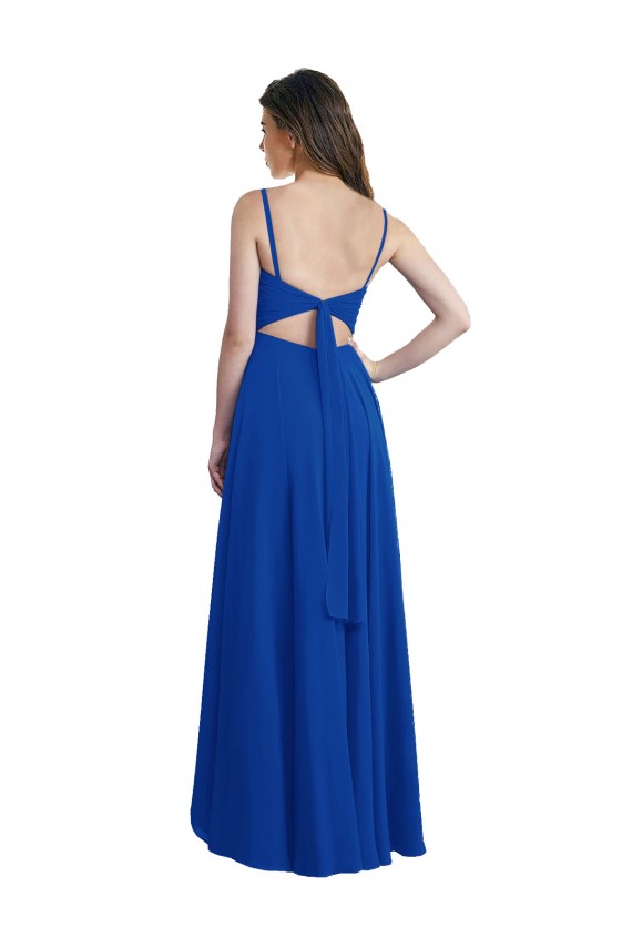 Blu Reale Linea A Sottili Chiffona Lunga Abiti da damigella donore AllIngrosso
