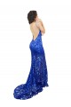 Blu Reale Stile sirena Alto Collo Pizzo Lunga Abiti da damigella donore / Abiti da ballo AllIngrosso