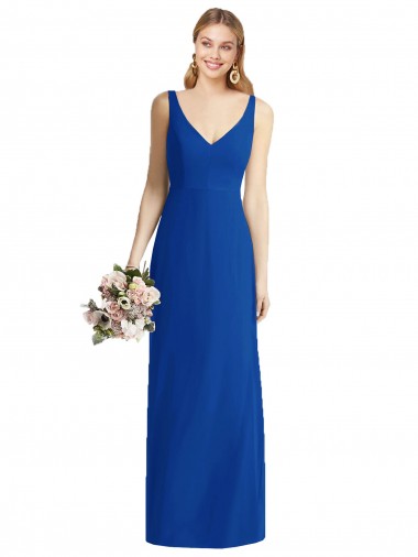 Blu Reale Stile sirena Innamorato Chiffona Lunga Abiti da damigella donore AllIngrosso