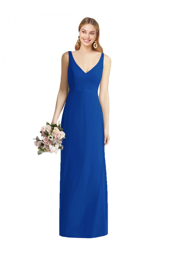 Blu Reale Stile sirena Innamorato Chiffona Lunga Abiti da damigella donore AllIngrosso