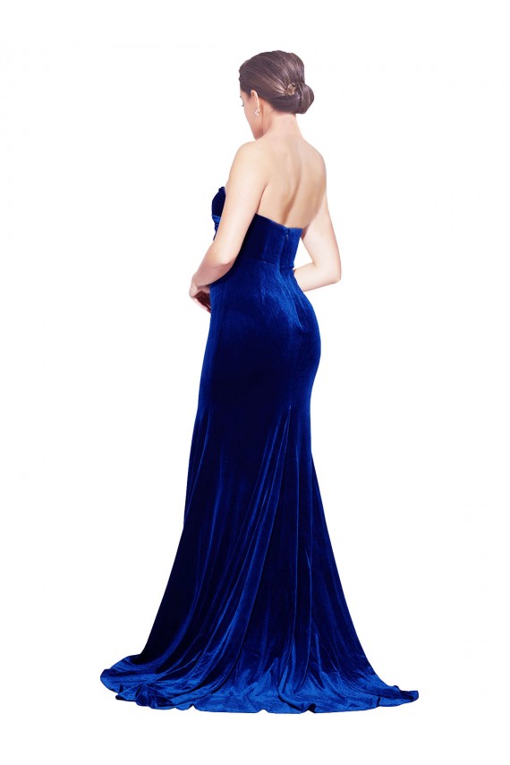 Blu Reale Stile sirena Innamorato Sweep treno Velluto Elastico Lunga Formali Abiti da damigella donore / Abiti da sera / Abiti da ballo AllIngrosso