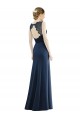 Blu marino scuro Stile sirena Illusione Chiffona Pizzo Lunga Abiti da damigella donore AllIngrosso