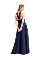 Blu navy 21 Linea A Capestro Tulle Lunga Abiti da damigella donore AllIngrosso