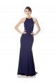 Blu navy Stile sirena Capestro Alto Collo Crespo Elastico Lunga Formali Abiti da damigella donore / Abiti da sera / Abiti da ballo AllIngrosso