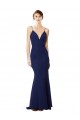 Blu navy Stile sirena Sottili Alto Collo Crespo Elastico Lunga Formali Abiti da damigella donore / Abiti da sera / Abiti da ballo AllIngrosso
