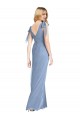 Blu polveroso Stile sirena Scollatura a V Chiffona Lunga Abiti da damigella donore AllIngrosso