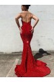 Borgogna Stile sirena Innamorato Paillettes Velluto Lunga Abiti da ballo AllIngrosso