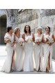 Champagne Linea A Scollatura a V Chiffona Lunga Abiti da damigella donore AllIngrosso