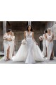 Champagne Linea A Scollatura a V Chiffona Lunga Abiti da damigella donore AllIngrosso