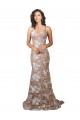 Champagne Stile sirena Scollatura a V Sweep treno Pizzo Abiti da sposa AllIngrosso
