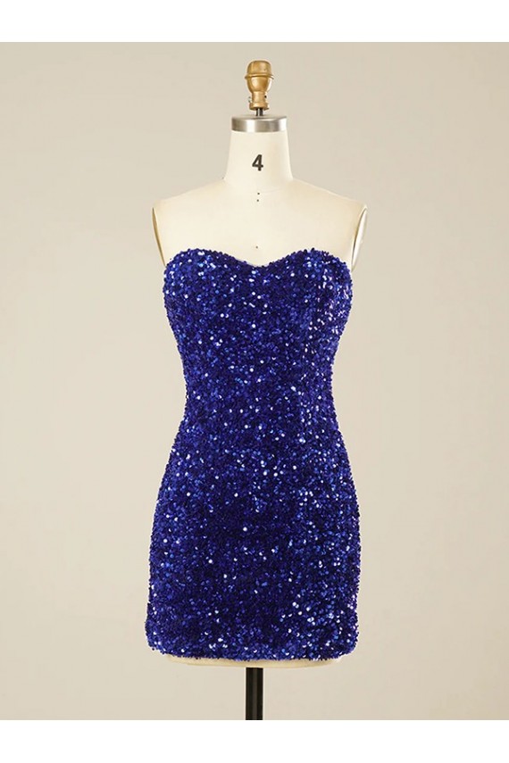 Colore Mostrato Tubino Innamorato Corto Paillettes Velluto Corto Abiti da ballo AllIngrosso