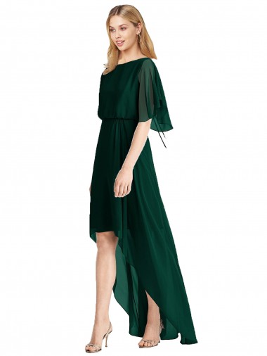 Evergreen Linea A Girocollo Chiffona Lunga Abiti da damigella donore AllIngrosso