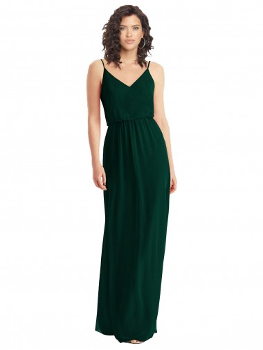 Evergreen Linea A Scollatura a V Chiffona Lunga Abiti da damigella donore AllIngrosso