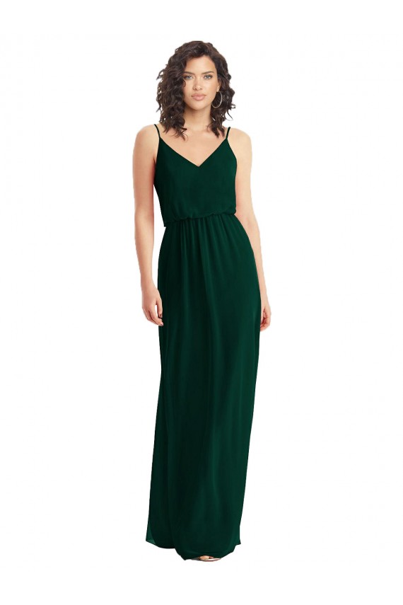 Evergreen Linea A Scollatura a V Chiffona Lunga Abiti da damigella donore AllIngrosso