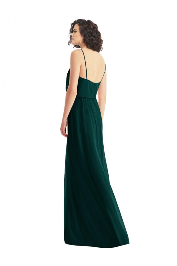 Evergreen Linea A Scollatura a V Chiffona Lunga Abiti da damigella donore AllIngrosso