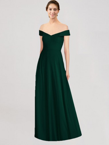 Evergreen Linea A Scollatura a V Chiffona Lunga Abiti da damigella donore AllIngrosso