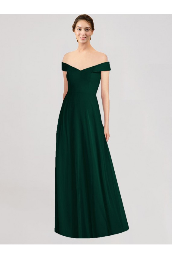Evergreen Linea A Scollatura a V Chiffona Lunga Abiti da damigella donore AllIngrosso