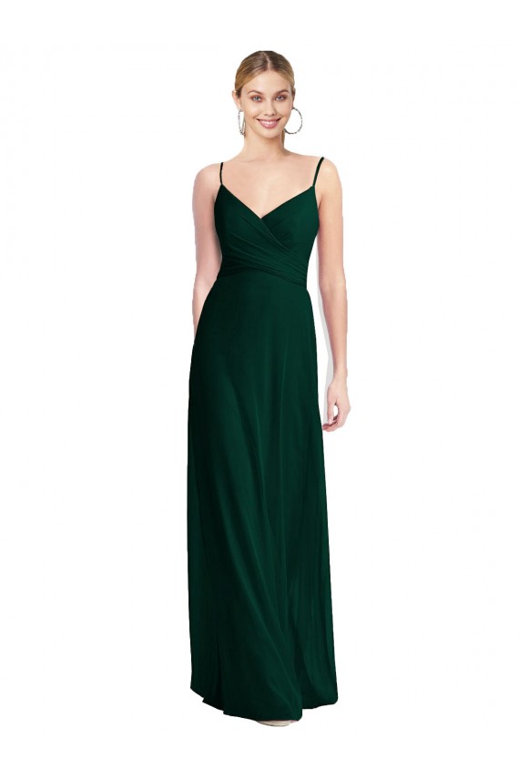 Evergreen Linea A Sottili Scollatura a V Chiffona Lunga Abiti da damigella donore AllIngrosso