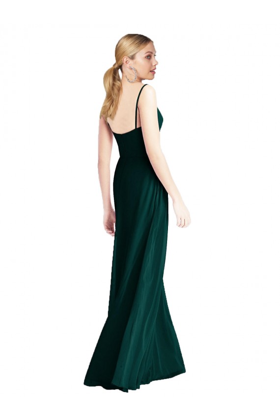 Evergreen Linea A Sottili Scollatura a V Chiffona Lunga Abiti da damigella donore AllIngrosso
