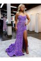 Lavanda Linea A Innamorato Paillettes Velluto Lunga Abiti da ballo AllIngrosso