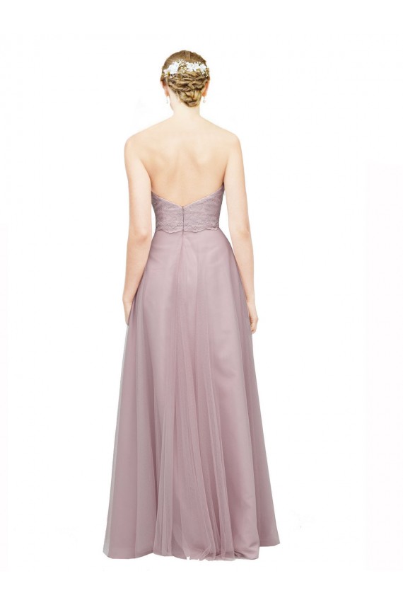 Light Lilac Linea A Innamorato Tulle Pizzo Lunga Abiti da damigella donore AllIngrosso