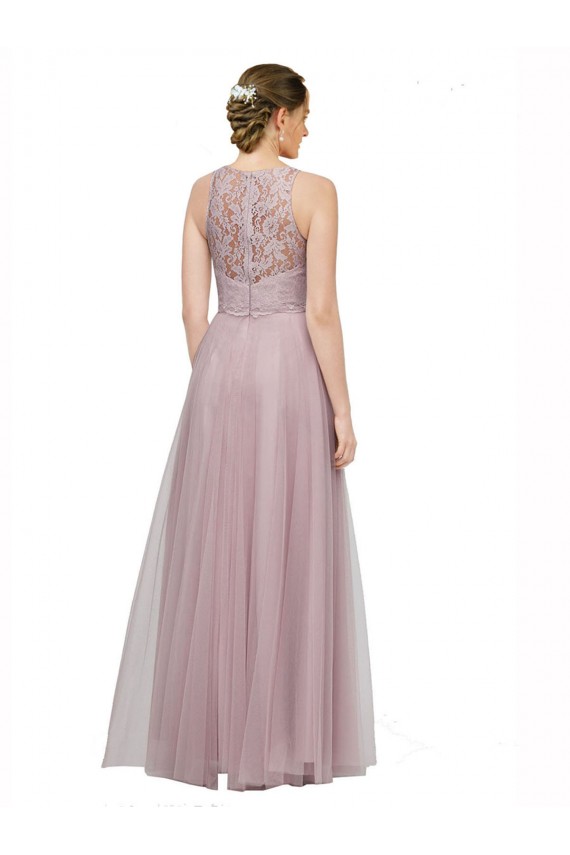 Light Lilac Linea A Innamorato Tulle Pizzo Lunga Abiti da damigella donore AllIngrosso