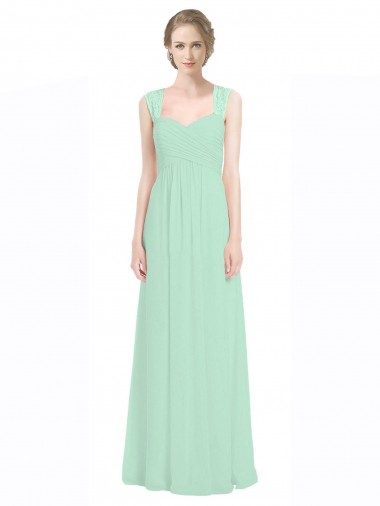 Menta verde Linea A Innamorato Chiffona Pizzo Lunga Abiti da damigella donore AllIngrosso