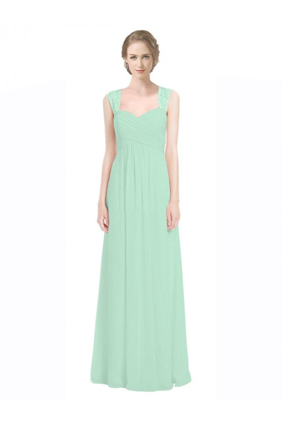 Menta verde Linea A Innamorato Chiffona Pizzo Lunga Abiti da damigella donore AllIngrosso