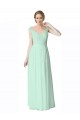 Menta verde Linea A Scollatura a V Chiffona Pizzo Lunga Abiti da damigella donore AllIngrosso