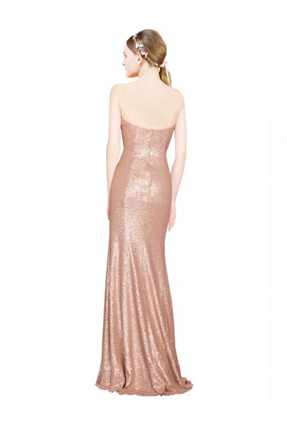 Oro rosa Linea A Innamorato Paillettes Lunga Formali Abiti da damigella donore / Abiti da sera / Abiti da ballo AllIngrosso