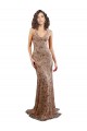 Oro rosa Stile sirena Alto Collo Crespo Elastico Paillettes Tulle Lunga Formali Abiti da damigella donore / Abiti da sera / Abiti da ballo AllIngrosso