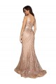 Oro rosa Stile sirena Scollatura a V Paillettes Paillettes Scintillanti Lunga Formali Abiti da damigella donore / Abiti da sera / Abiti da ballo AllIngrosso