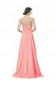 Peach Linea A Senza spalline Chiffona Lunga Abiti da damigella donore AllIngrosso