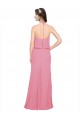 Pelle rosa Linea A Capestro Alto Collo Chiffona Lunga Abiti da damigella donore AllIngrosso
