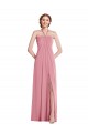 Pelle rosa Linea A Capestro Chiffona Lunga Abiti da damigella donore AllIngrosso