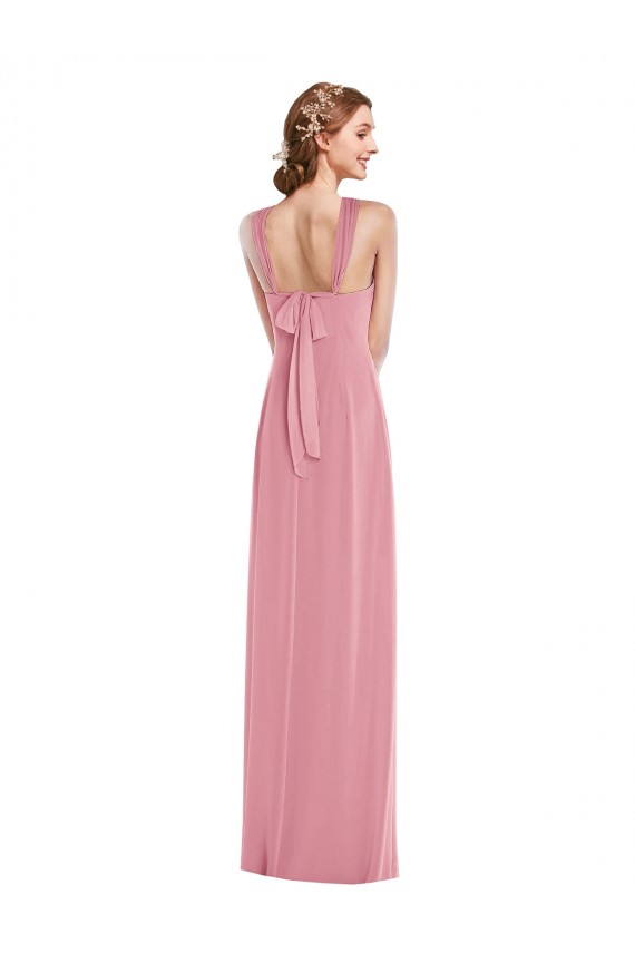Pelle rosa Linea A Capestro Chiffona Lunga Abiti da damigella donore AllIngrosso