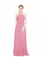 Pelle rosa Linea A Capestro Scollatura a V Chiffona Lunga Abiti da damigella donore AllIngrosso