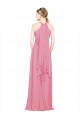 Pelle rosa Linea A Capestro Scollatura a V Chiffona Lunga Abiti da damigella donore AllIngrosso