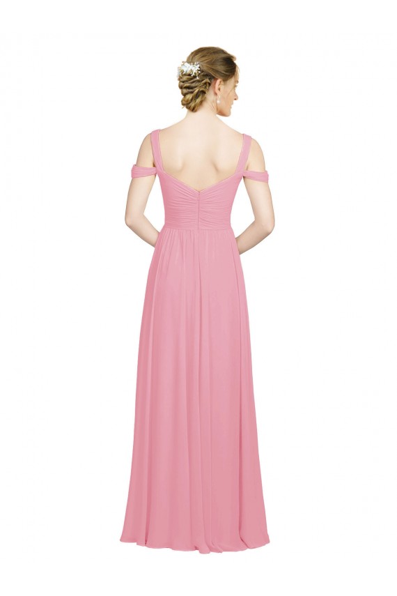 Pelle rosa Linea A Chiffona Lunga Abiti da damigella donore AllIngrosso