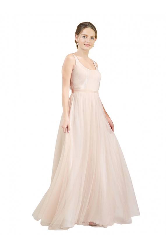 Rosa Linea A Scoop Tulle Lunga Abiti da damigella donore AllIngrosso