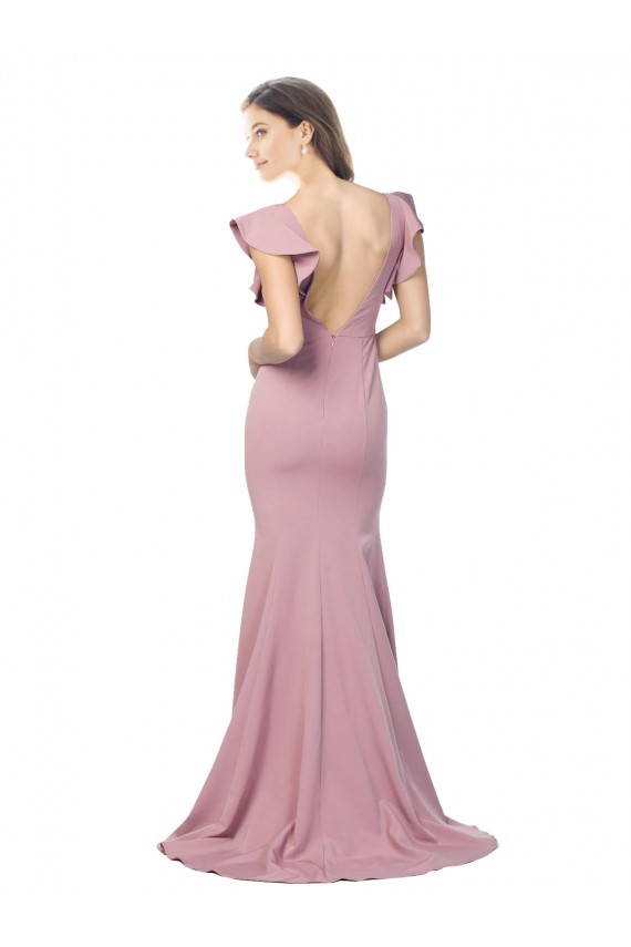 Rosa polveroso Stile sirena Girocollo Sweep treno Crespo Elastico Lunga Formali Abiti da damigella donore / Abiti da sera / Abiti da ballo AllIngrosso