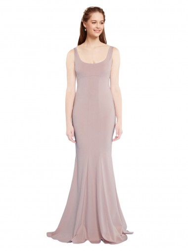 Rosa polveroso Stile sirena Scoop Crespo Elastico Lunga Formali Abiti da damigella donore / Abiti da sera / Abiti da ballo AllIngrosso