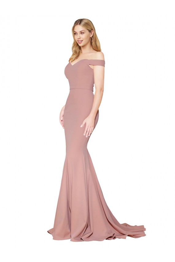 Rosa polveroso Stile sirena Sweep treno Crespo Elastico Lunga Formali Abiti da damigella donore / Abiti da sera / Abiti da ballo AllIngrosso