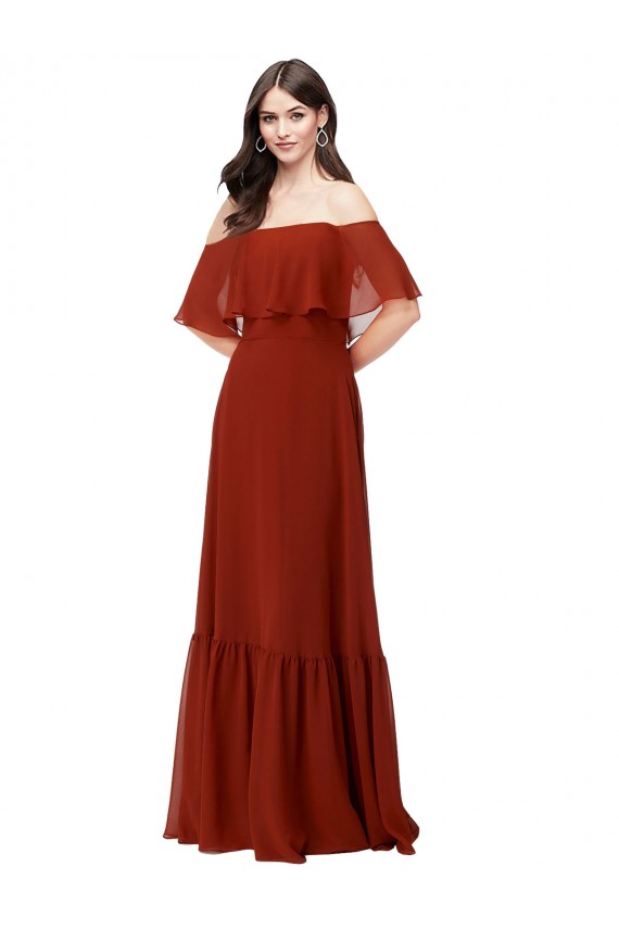 Rosso Linea A Chiffona Lunga Abiti da damigella donore AllIngrosso
