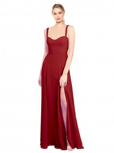 Rosso Linea A Innamorato Chiffona Lunga Abiti da damigella donore AllIngrosso