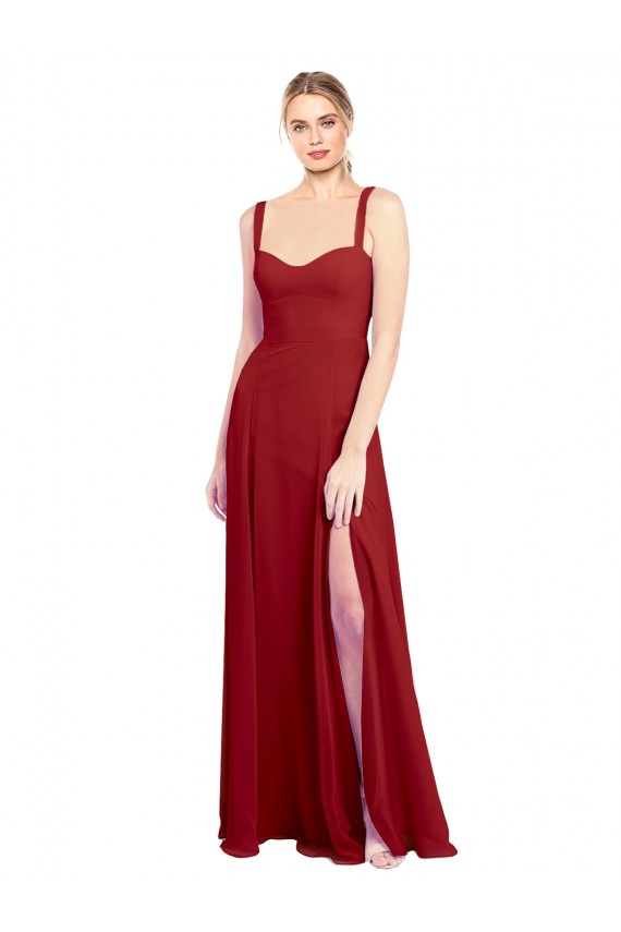 Rosso Linea A Innamorato Chiffona Lunga Abiti da damigella donore AllIngrosso