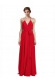 Rosso Linea A Sottili Capestro Scollatura a V Chiffona Lunga Abiti da damigella donore AllIngrosso