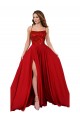 Rosso Linea A Sottili Piazza Spandex Pizzo Lunga Abiti da damigella donore / Abiti da ballo AllIngrosso